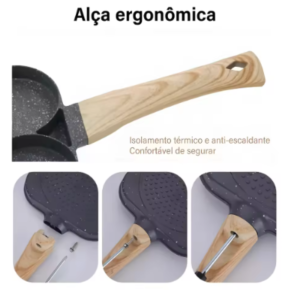 Frigideira antiaderente com 3 divisórias