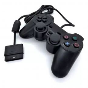 Controle para PS2 com fio cor preto