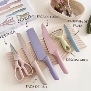 Conjunto de 6 peças para cozinha profissional colorido em aço inoxidável