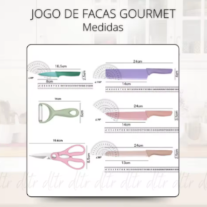 Conjunto de 6 peças para cozinha profissional colorido em aço inoxidável