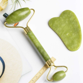 Rolo de massagem facial anti ruga com pedra de jade