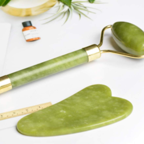 Rolo de massagem facial anti ruga com pedra de jade