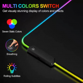 Mouse pad gamer com LED RGB 7 Cores e USB 80cm X 30cm