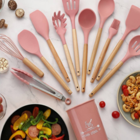 Kit de silicone 12 utensílios de cozinha anti ferrugem